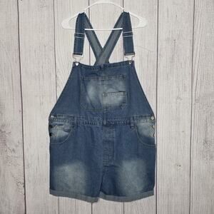 Plus Size Denim Overall Shorts XXL Adjustable Bib Dungarees Blue Jean Romper